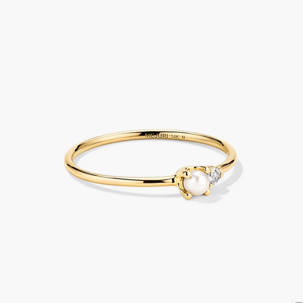 Mejuri 14k Beverly Ring - Pearl & Diamond